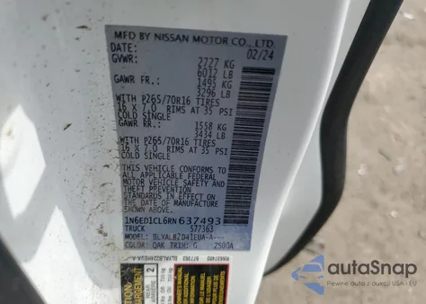 2024 Nissan Frontier S из США, поврежденный, VIN 1N6ED1CL6RN637493